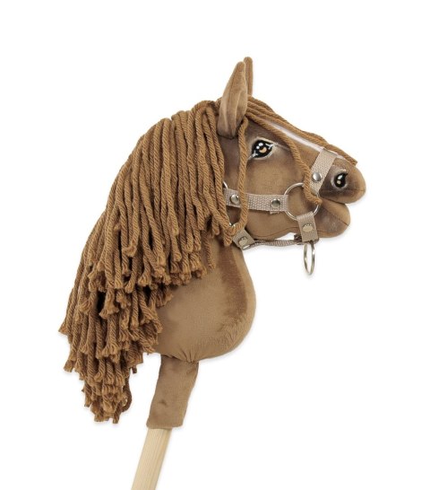 Hobby Horse – Jasny kasztan Koń na Kiju z Grzywą A5 Ręcznie Szyty Premium