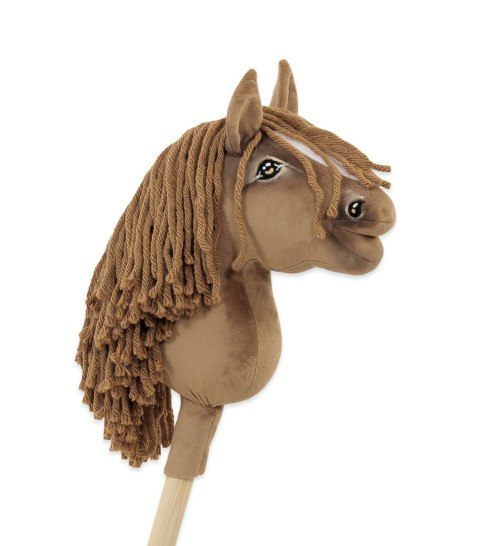 Hobby Horse – Jasny kasztan Koń na Kiju z Grzywą A5 Ręcznie Szyty Premium