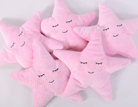 Miękka poduszka gwiazdka dla niemowląt z grzechotką - różowa