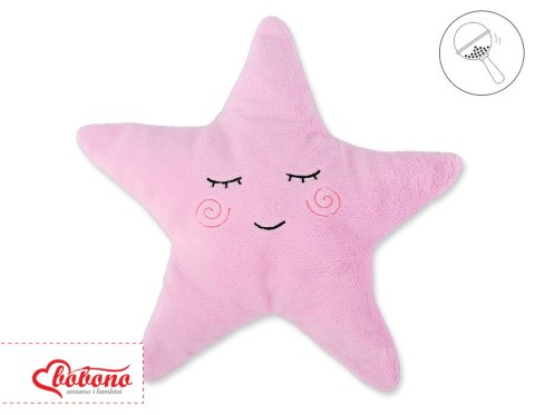Miękka poduszka gwiazdka dla niemowląt z grzechotką - różowa