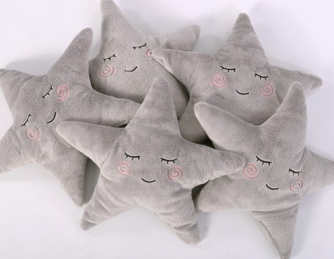 Miękka poduszka gwiazdka dla niemowląt z grzechotką - szara