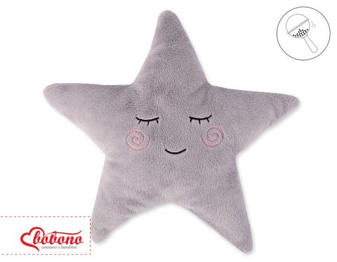 Miękka poduszka gwiazdka dla niemowląt z grzechotką - szara