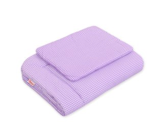 Pościel dla niemowląt z wypełnieniem 75x100 cm – komplet 2-częściowy do łóżeczka - Pepitka fioletowa