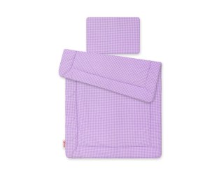 Pościel dla niemowląt z wypełnieniem 75x100 cm – komplet 2-częściowy do łóżeczka - Pepitka fioletowa