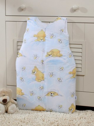 Śpiworek dla dzieci bawełniany M 6-12 mcy TOG 2.5 całoroczny miodzio niebieski