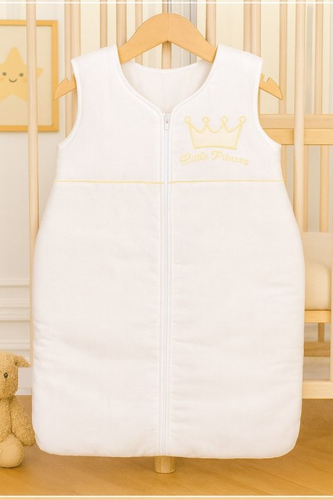 Śpiworek niemowlęcy bawełniany TOG 2.5 biały 6–12 miesięcy | Całoroczny, ocieplany, do łóżeczka i wózka – Little Princess