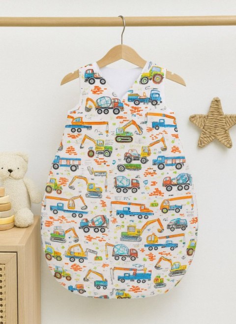 Śpiworek niemowlęcy ocieplany 75 cm – całoroczny, bawełniany, TOG 2,5 - plac budowy