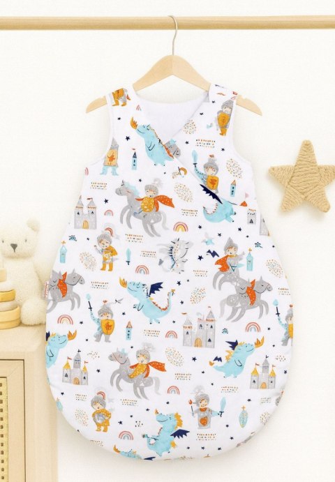 Śpiworek niemowlęcy ocieplany 75 cm – całoroczny, bawełniany, TOG 2,5 - rycerzyki i smoki