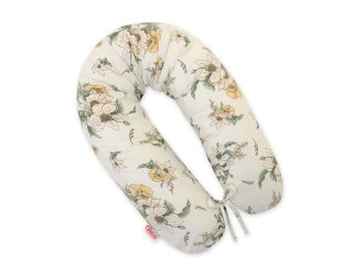 Bawełniana poszewka do poduszki ciążowej Longer - Clematis on beige