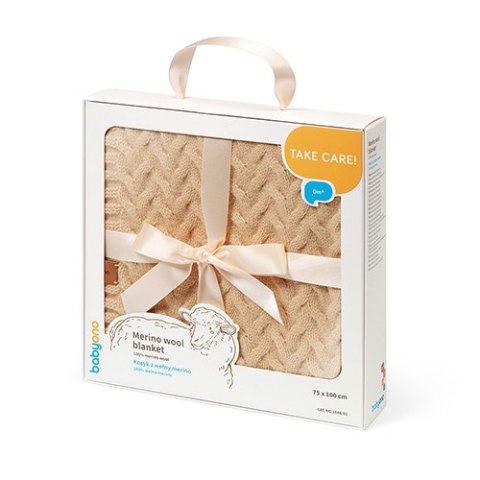 Wełniany kocyk niemowlęcy Merino - 75x100 cm, ciemny beżowy