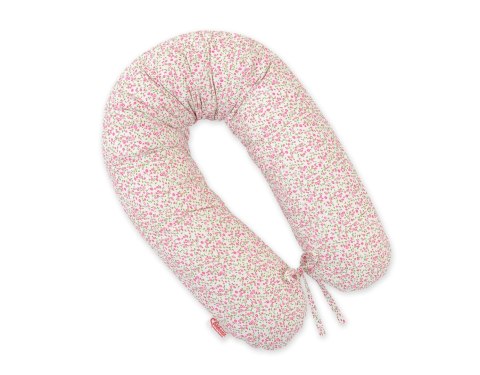 Bawełniana poszewka do poduszki ciążowej Longer - Łączka różowa