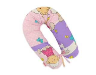 Bawełniana poszewka do poduszki ciążowej Longer - Owieczki różowe