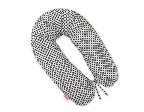 Bawełniana poszewka do poduszki ciążowej Longer - mini-rozeta czarna