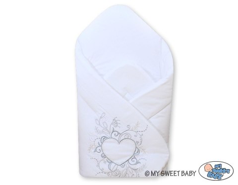 Usztywniany rożek niemowlęcy - serce, biały