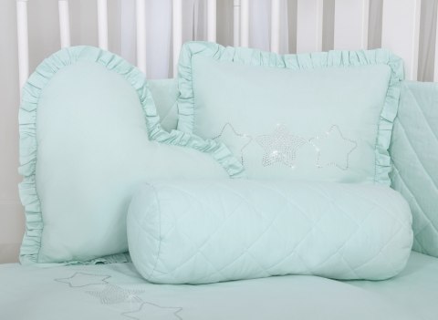 Elegancka poduszka dekoracyjna z aplikacją z cyrkonii - miętowy