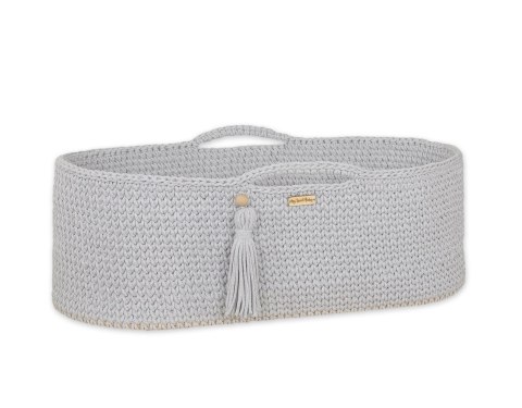 Bawełniany Kosz Mojżesza Boho Handmade z Antybakteryjnym Materacykiem dla Niemowląt - szary Bawełniany Kosz Mojżesza Boho Handmade z Antybakteryjnym Materacykiem dla Niemowląt - szary