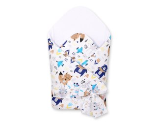 Usztywniany rożek dla niemowląt z wiązaniem - misie granatowe