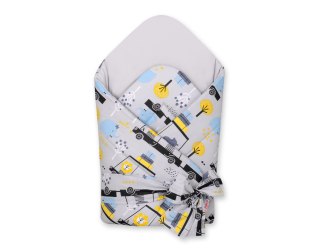 Usztywniany rożek dla niemowląt z wiązaniem - zwierzątka w autkach szare