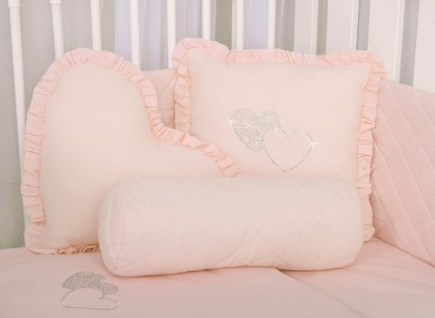 Elegancka poduszka dekoracyjna z aplikacją z cyrkonii - pudrowy róż