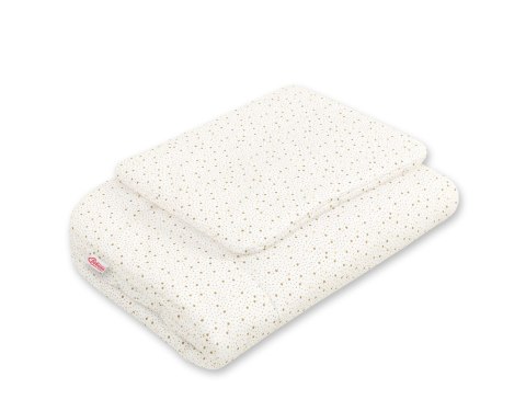 Pościel dla niemowląt 2-częściowa 75x100 cm z wypełnieniem – 100% bawełna, hipoalergiczna - mini gwiazdki złote Pościel dla niemowląt 2-częściowa 75x100 cm z wypełnieniem – 100% bawełna, hipoalergiczna - mini gwiazdki złote