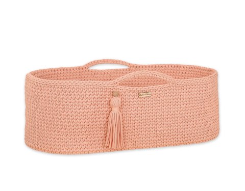 Bawełniany Kosz Mojżesza Boho Handmade z Antybakteryjnym Materacykiem dla Niemowląt - brzoskwiniowy Bawełniany Kosz Mojżesza Boho Handmade z Antybakteryjnym Materacykiem dla Niemowląt - brzoskwiniowy